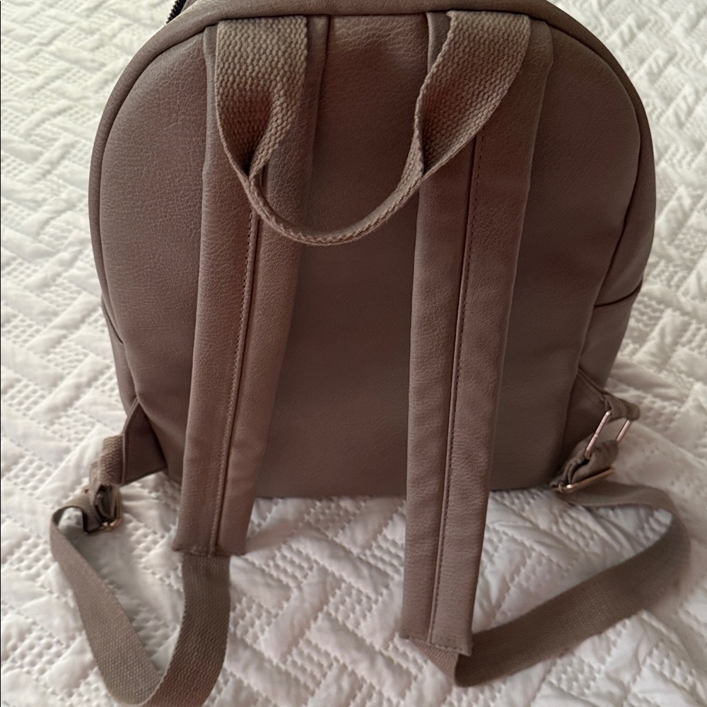 Rampage Taupe Quilted Front Pocket Mini Backpack with Gold Accents - Picture 6 of 7